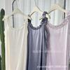 Novo Outono Popular no Xiaohongshu Vestido Feminino de Peça Única com Saia Fluida Ultra-Fino Cor Pura Sem Mangas Seda Gelada Pijama Feminino