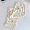 Calça de Pijama Feminina de Verão Hello Kitty Longa Rosa Doce Fofa Confortável Respirável Calça de Casa Pode Ser Usada Fora
