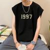 Colete masculino verão personalidade moda marca casual esportes outerwear plus size sem mangas camiseta solta hip-hop basquete colete