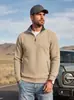 Moletom esportivo casual masculino de cor sólida com zíper parcial, jacquard de comércio exterior da Amazon, modelagem solta, tamanho europeu, gola alta