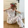Pijama de Algodón Nube para Mujer, Verano Lindo Conejo de Dibujos Animados Manga Corta Pantalón Largo, Talla Grande Holgado Conjunto de Hogar de Verano