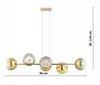 Luminária pendente linear de sala de jantar de luxo leve nórdica, luminária de balcão de bar moderna minimalista com esfera de vidro dourado, luminária de mesa de jantar para casa