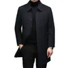 Abrigo de Cachemira Doble Cara para Invierno Abrigo de Lana de Longitud Media para Hombre Forro de Plumas Top Grueso de Lana con Botones