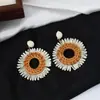 Pendientes Exagerados para Fotografía de Viaje de Verano, Pendientes Bohemios de Paja con Borlas para Mujer, Accesorios de Pendientes Estilo Vacaciones en la Costa
