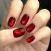 Estilo Caliente de Año Nuevo Cuentas de Vidrio Rojas Ankora Ojo de Gato Manicura Semi-Hecha a Mano Uñas Portátiles Blanqueamiento Elegante Uñas Removibles