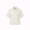 Camisa de Manga Corta con Doble Cuello Cosida a Mano Estilo Americano para Hombres y Mujeres, Camisa de Seda Helada Estilo Old Money de Verano, Chaqueta de Manga Media, Manga Corta Holgada