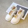 Sapatos de menina, sapatos de princesa de couro para crianças, novos sapatos de mola e outono 2024 para meninas, de salto alto, com sola macia, Mary Janes estilosos