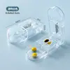 Pastillero de Plástico Transparente Transfronterizo, Caja con Cortador de Pastillas, Cortador de Pastillas para Personas Mayores, Cortador Divisor de Medicamentos Portátil