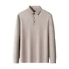 Camisa polo sin costuras de manga larga transfronteriza nueva, colección otoño 2026, camiseta de manga larga casual de negocios para hombre con cuello camisero