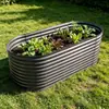 Conjunto de canteiro elevado de metal de 8 polegadas para cultivar vegetais e flores no solo