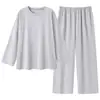 Yu Zhaolin Conjunto de Pijama para Hombre Sensación Desnuda Simple Calmante Relajante Lyocell Holgado Ropa de Casa Pijamas para Sueño Profundo