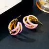 Brincos Femininos Moda Europeia e Americana Transfronteiriça Nova Cor Círculo Gota de Óleo Estilo Frio Simples Brincos Elegantes para Mulheres