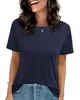 Camiseta de manga corta de venta caliente TK en Amazon europeo y americano transfronterizo, top casual fino de verano con cuello redondo, top liso adelgazante