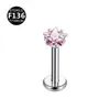 Pin de titanio G23 con garra y circonita para piercing de oreja, nariz, labio, venta al por mayor