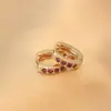 Pendientes Transfronterizos Europeos y Americanos para Mujer, Elegantes y Graciosos, Chapados en Oro de 18 Quilates con Incrustaciones de Circonita, Disponibles en Varios Tamaños y Colores, Pendientes de Circonita, Pendientes de Aro