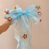 Accesorios para el cabello para niñas, horquilla con lazo de cinta larga con flores, artefacto para trenzar el cabello de princesa, horquilla para el cabello, tocado de flores para niñas