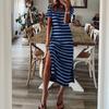 Primavera 2025 Estilo Europeu e Americano Desejo Popular Roupas Femininas Amazon Transfronteiriço Fenda Solto Vestido Estampado Transfronteiriço