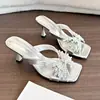 Sandalias de Tacón Alto Stiletto con Lazo de Pedrería Estilo Princesa 2026 Nuevo Diseño de Verano Sandalias de Una Tira