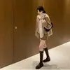 Versión de Piel de Oveja ~ Botas Largas con Pliegues Anchos y Hebilla Pequeña Dorada de Suela Gruesa para Mujer, Botas Largas de Tacón Grueso, Botas Altas, Botas de Montar de Tacón de Aguja