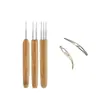 Ganchillo para Rastas Gancho de Crochet para Extensiones de Cabello Gancho de Crochet para Lana 0.5mm 0.75mm Herramienta de Ganchillo con Mango de Bambú para Rastas Juego