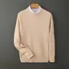 Novo suéter de lã masculino outono e inverno, suéter de cashmere jacquard grosso de caimento solto, camisa básica de negócios para homens