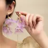 Pendientes Bosque Aguja Plateada Flor Morada, Pendientes Súper Hada y Hermosos de Pétalos Difuminados, Pendientes Largos Estilo Resort Costero