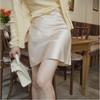 Falda de Satén con Ácido Acético Brillante Viento de Tarde de Gongyu Weng Falda Elegante de Línea A para Mujer Primavera y Verano Cadera