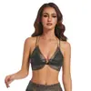 Amazon Transfronterizo Camisola de Malla Elástica de Pescado Moda Femenina Malla de Diamantes Brillantes Top Sexy Bikini