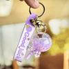 Chaveiro Pirulito Flutuante com Areia Movediça, Pingente Requintado para Meninas, Chaveiro Fofo para Mochilas Infantis e Chaves de Carro