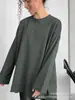 Nova camiseta de algodão de manga comprida estilo europeu e americano para primavera e outono feminina, com aspecto usado, top solto, atacado transfronteiriço 3316