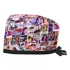 Gorro Quirúrgico Estampado de Algodón Puro, Gorro de Cúpula Simple Ajustable sin Visera, Gorro de Trabajo Estampado de Cúpula Dental para Niños