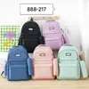 Mochila de gran capacidad para niña de primaria y secundaria, mochila con estampado, bolsa tipo estuche para lápices para niño, color liso, comercio exterior transfronterizo