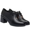 Sapatos Marrons Sapatos de Couro Femininos Primavera e Outono 2023 Novos Sapatos de Salto Grosso e Boca Profunda Sapatos de Camada Única Sapatos Femininos de Meia Idade e Idosos Sapatos de Mãe de Sola Macia