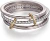 Anillo de Cobre Personalizado que No se Descolora, Anillo de Circonita de Diamante Completo Apilado de Cuatro Anillos Bicolor Más Vendido Transfronterizo de Amazon, en Stock