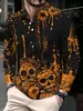 Halloween 2026 Comércio Exterior Novo Estilo Masculino Tendência Personalidade Gola Lapela Manga Longa Camisa POLO Festa de Festival Top de Personalidade