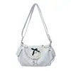 Bolso de Hombro Dulce de Encaje con Puntos Estilo Coreano para Mujer, Lindo Bolso Cruzado con Lazo, Bolso de Hombro con Solapa de Cuerda