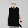 Chaleco deportivo de algodón para hombre Nuevo holgado cuello redondo camiseta interior juvenil moderno guapo todo partido color liso sin mangas camiseta
