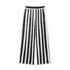 Nuevo Conjunto de Moda de Verano para Mujer con Rayas Estilo Europeo y Americano Comercio Transfronterizo Top sin Mangas con Cuello Halter y Pantalones de Pierna Ancha