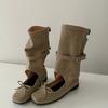 Botas Estilo Maillard Nuevas 2026, Aumentan la Altura 6cm, Sandalias de Verano con Nuevo Diseño, Punta Cuadrada, Moño, Tacón Grueso