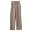 Pantalones de punto de pierna ancha, rectos, casuales, con caída, nuevos de otoño, sueltos, de cachemir, cintura elástica, de punto de ajuste estrecho, pierna recta