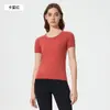 Verano Seamless Mono Cuello Redondo Ropa de Yoga Camiseta Ajustada Secado Rápido Transpirable Running Deportes Manga Corta Mujer D25073