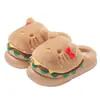 Novas Pantufas de Algodão Gato Hambúrguer 2026 para Mulheres, Outono/Inverno Casa Solado Grosso Pelúcia Quente Fofas Antiderrapantes