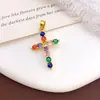 Colgante Transfronterizo Colorido Cruz DIY Accesorios para Joyería Diseño Geométrico Simple Cobre Microincrustado Circonita Accesorios Más Vendidos