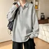 Camisa polo retro para hombre con remaches de alta resistencia, capa interior de otoño, sudadera con capucha de marca de moda, de manga corta abierta, corte holgado, estilo americano para hombre