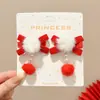Horquilla de Felpa con Borla de Año Nuevo Accesorio para el Cabello con Lazo Infantil Horquilla Roja Atmosférica para Niñas Accesorio para el Cabello Estilo Antiguo Hanfu