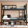 Litera con marco de hierro engrosado, cama de hierro de doble capa, litera para dormitorio de estudiantes, cama de estructura alta y baja doble para dormitorio de personal