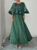 Comércio Exterior Transfronteiriço Europeu e Americano Tamanho Plus Verão 2026 Novo Estilo Elegante Vestido de Comprimento Médio com Renda de Malha Costurada
