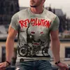 Verano Exportación Transfronterizo Nueva Serie de Motocicletas Impresión Digital 3D Estilo Hip-hop Urbano Suéter Ajustado Camiseta para Hombre
