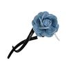 Pinza para el Cabello de Denim con Rosa Pinza Francesa Vintage Retorcida Disco para la Parte Trasera del Cabello Pinza para el Cabello Horquilla Elegante para Media Recogida Tocado