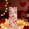 Saco para Embalagem de Vinho Tinto, Bolsa de Mão, Saco de Papel para Garrafa Única, Saco de Presente Coração, Saco de Presente Único Impresso Verticalmente